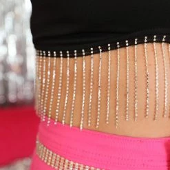 Mundefeis Black Rhinestone Fringe Crop Top Apparel