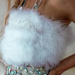 Black One Size Silver Rhinestone Halter Top