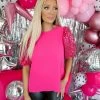 Vine + Love Apparel Shaye Fuchsia Sequin Sleeve Top