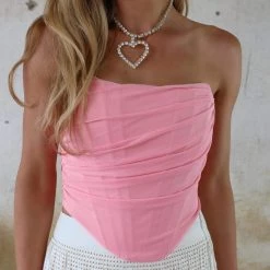 Adele B. Camila Pink Strapless Corset