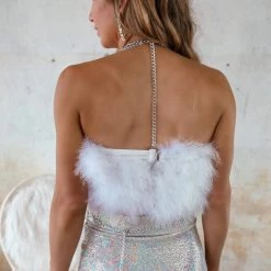 Black One Size Silver Rhinestone Halter Top