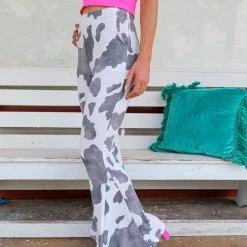 Jade By Jane Black And White Cow Print Bell Bottoms Apparel