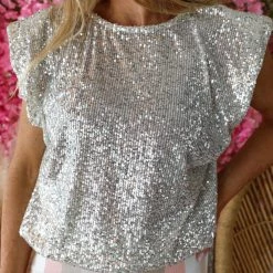 Bucket List Chaney Champagne Sequin Top