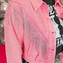 Blue B Apparel Gwenn Washed Pink And Rhinestone Jacket