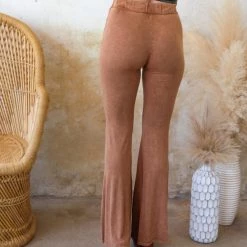 Blue Buttercup Camel Mineral Washed Lace Front Pants Apparel