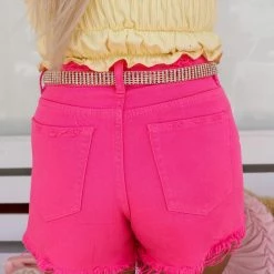 Blue B Apparel Elisa Fuchsia Distressed Denim Shorts