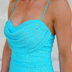 Symphony Lynley Blue Rhinestone Mini Dress