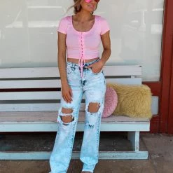 Heart + Hips Sugar Sweet Pink Crop Top
