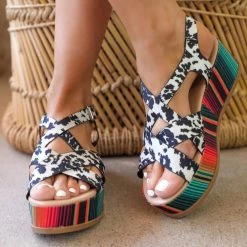 The Lace Cactus Sabrina Cow And Serape Wedges