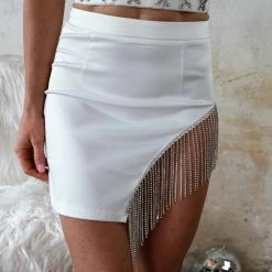 Hearts Rob White Satin And Rhinestone Skirt Apparel