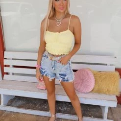 Lush Melody Yellow Smocked Tank