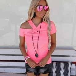 Bibi Camilla Neon Pink Front Twist Top