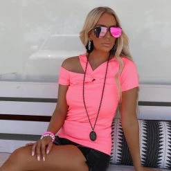 Bibi Camilla Neon Pink Front Twist Top