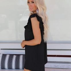 Jodiful Josie Black Ruffle Detail Dress Apparel