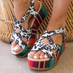The Lace Cactus Sabrina Cow And Serape Wedges