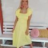 Bibi Apparel Karlie Yellow Ruffle Sleeve Maxi Dress
