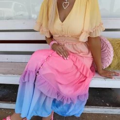 Flying Tomato Apparel Michelle Pastel Ombre Maxi Dress