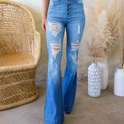 GJG Denim Medium Wash High Waist Button Fly Jeans New