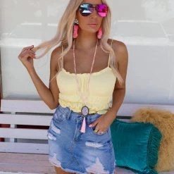 Umgee Patty Frayed Hem Denim Skirt