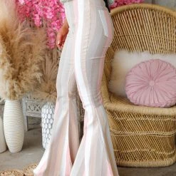 Peach Love Posh Pastel Striped Bell Bottoms