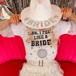 Be Everthine White Rhinestone "Bride" Hat Bridal