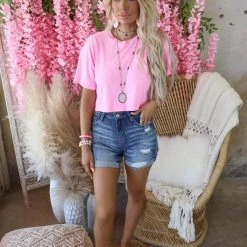 Risen Medium Wash Distressed Rolled Hem Shorts Apparel