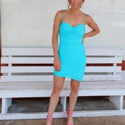 Symphony Lynley Blue Rhinestone Mini Dress