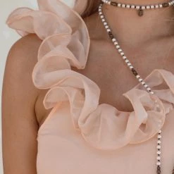 Bibi Allanah Oatmeal Ruffle Neckline Tank Top