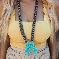 ISAC Western Vibes Tucson Turquoise Squash Blossom Necklace