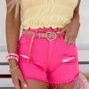 Blue B Apparel Elisa Fuchsia Distressed Denim Shorts