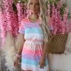 MS Lin Pastel Striped T-Shirt Dress Apparel