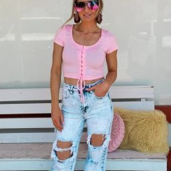 Heart + Hips Sugar Sweet Pink Crop Top