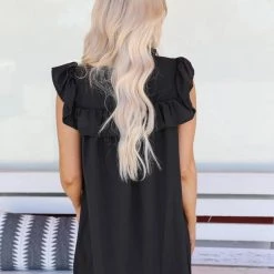 Jodiful Josie Black Ruffle Detail Dress Apparel