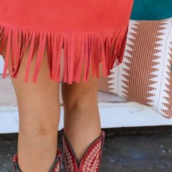 Fashion Express New Rust Suede And Concho Mini Skirt