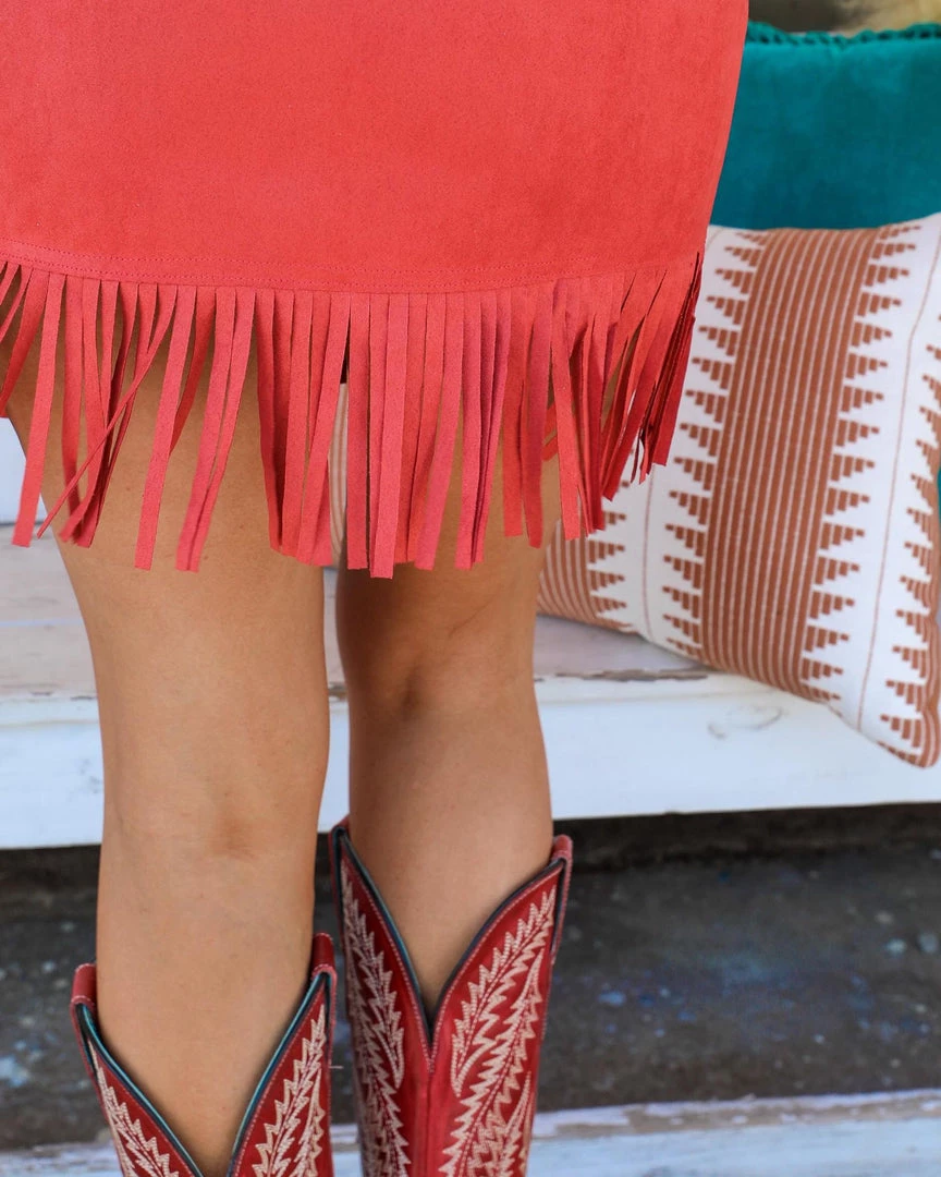 Fashion Express New Rust Suede And Concho Mini Skirt