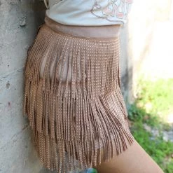 Blue B New Cecilia Camel Studded Skirt