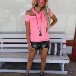 Bibi Camilla Neon Pink Front Twist Top