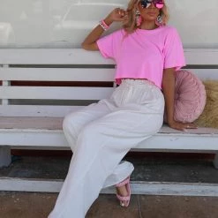 Aakaa Ivory Wide Leg Linen Pants Apparel