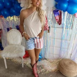 Bibi New Taupe One Shoulder Top