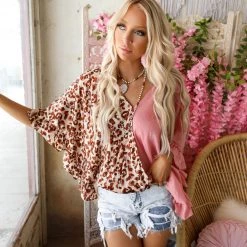 Blue Buttercup New The Carolyn Blush And Leopard Top