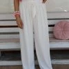 Aakaa Ivory Wide Leg Linen Pants Apparel