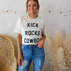 Lotus Fashion Ivory "Kick Rocks Cowboy" Graphic Tee