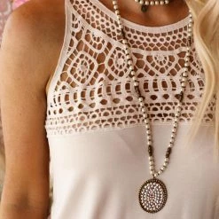 Wanna B New Cayman Cream Crochet Tank Top