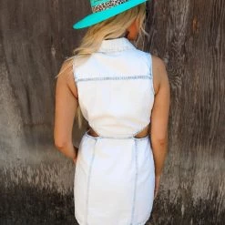 Fantastic Fawn New Ella Light Wash Denim Cut Out Dress