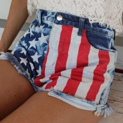 Bibi New Bleached American Flag Shorts