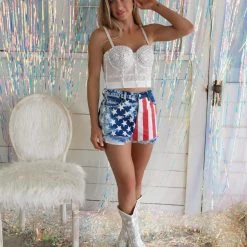 Bibi New Bleached American Flag Shorts