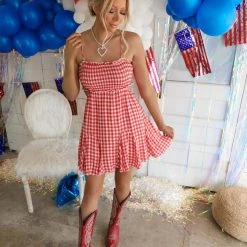 Baevely Raegan Red Gingham Dress