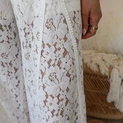 Blue Buttercup New Annie White Lace Wide Leg Jumpsuit