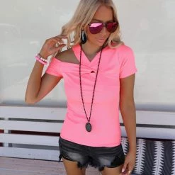 Bibi Camilla Neon Pink Front Twist Top