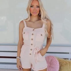 NINEXIS Apparel Nadine Natural Button Down Romper